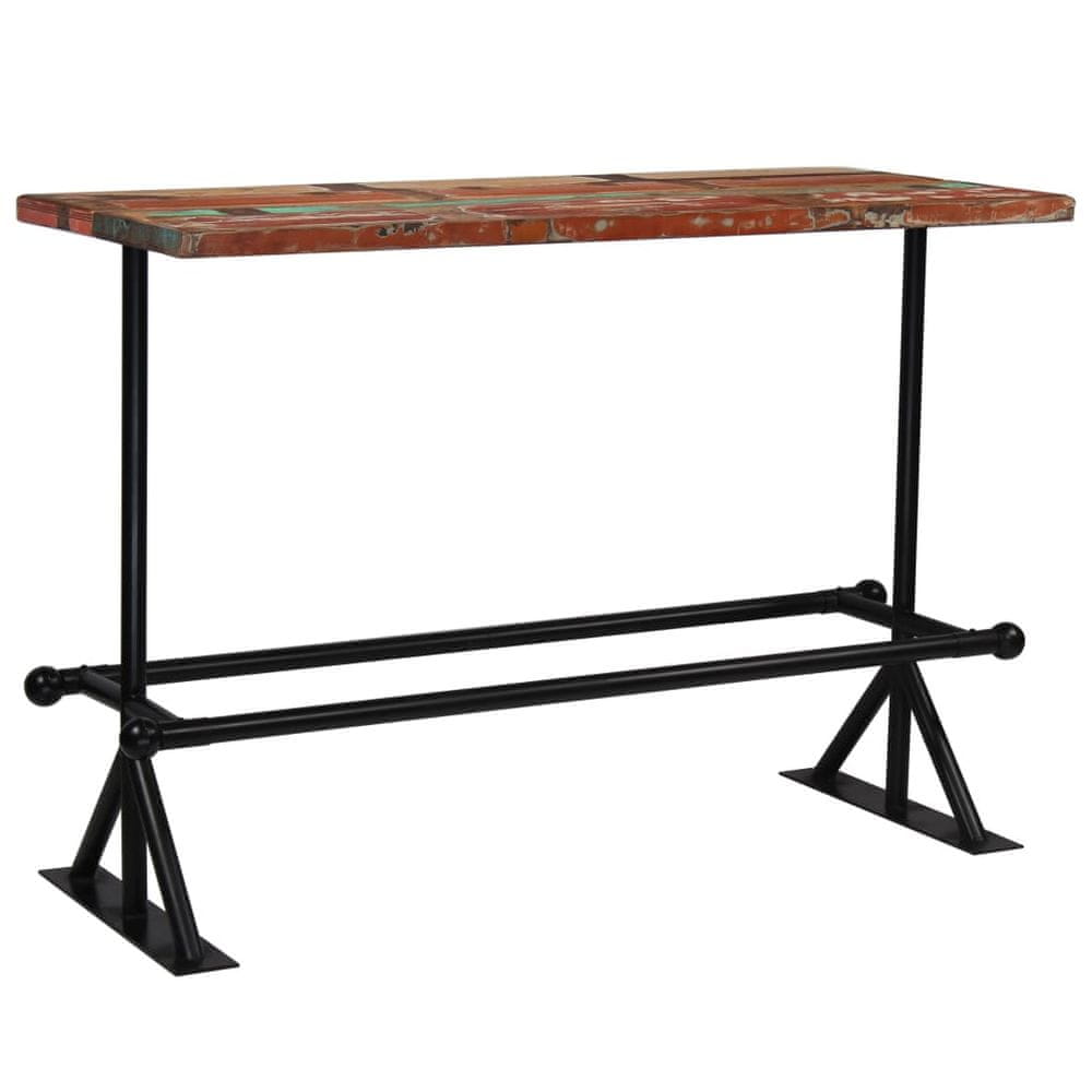 Vidaxl Barový stôl, recyklovaný masív, rôznofarebný 150x70x107 cm
